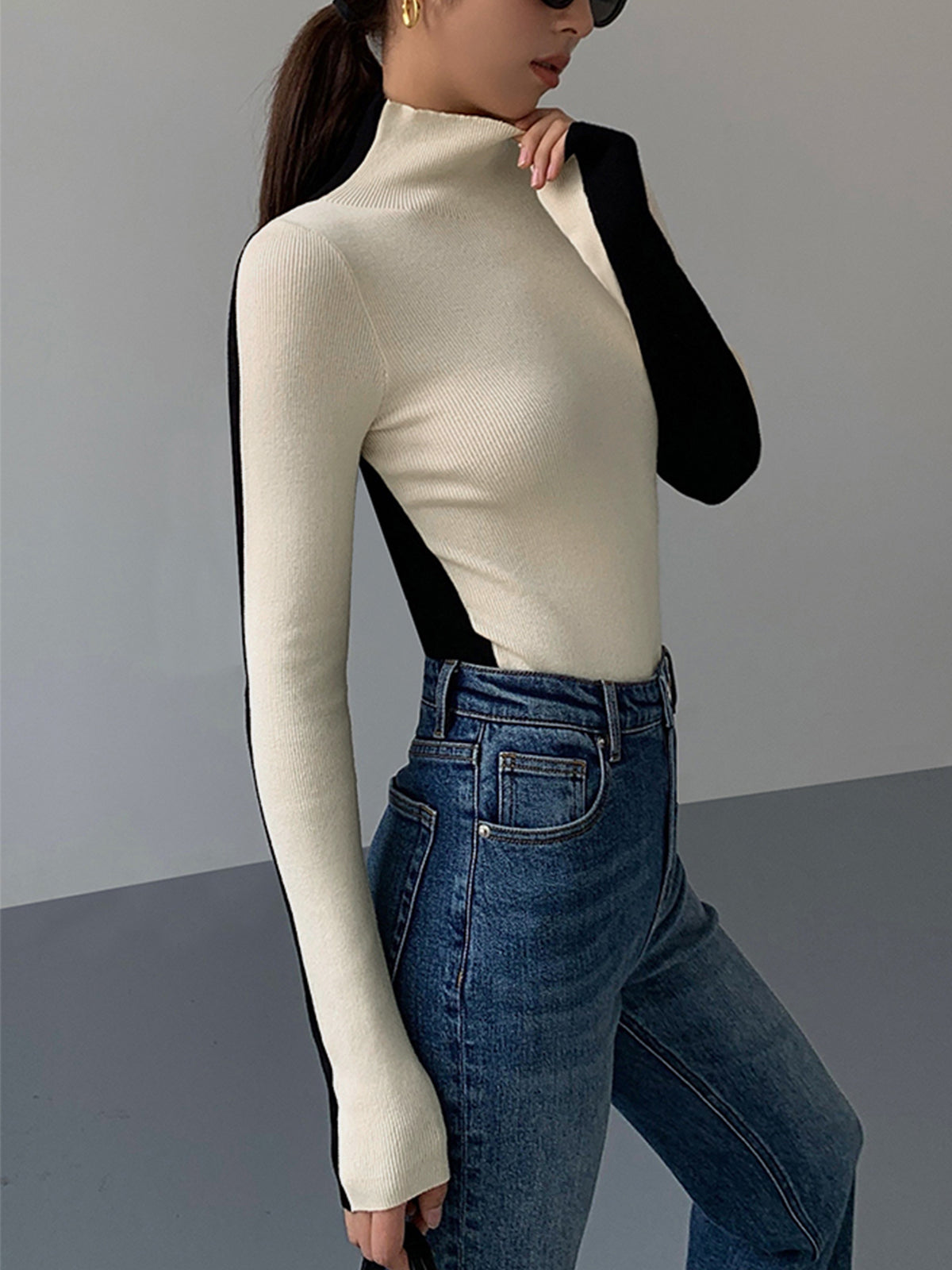 Valenzora | Damen Rollkragenpullover mit langen Ärmeln