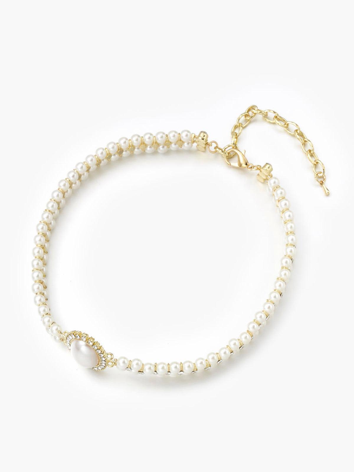 Valenzora | Vintage Double Layer Choker Necklace with Pearls