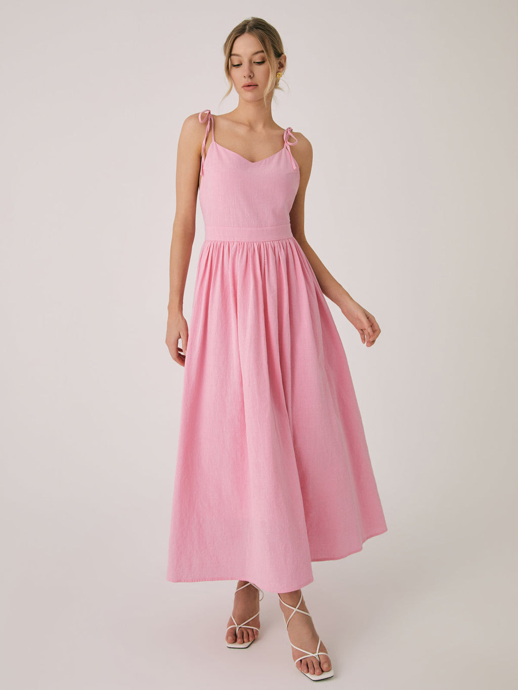 Valenzora | Trägerloses Maxikleid aus Baumwolle und Leinen