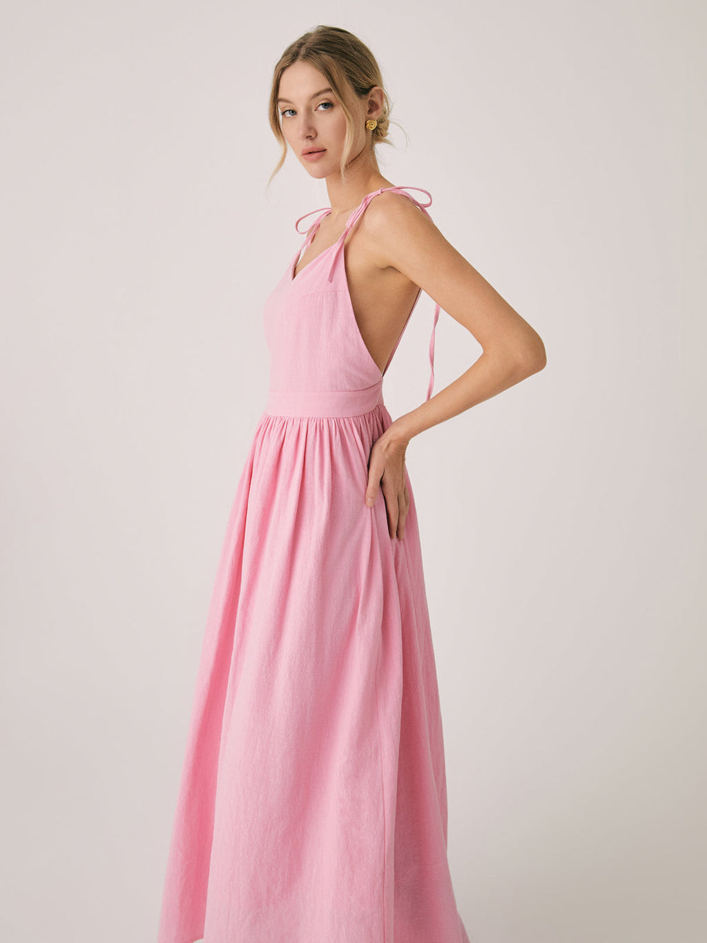 Valenzora | Trägerloses Maxikleid aus Baumwolle und Leinen
