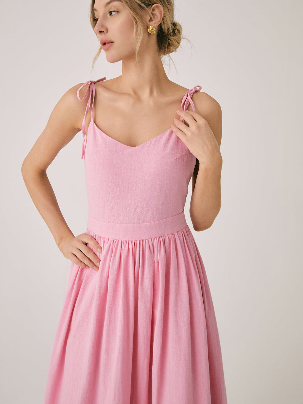 Valenzora | Trägerloses Maxikleid aus Baumwolle und Leinen