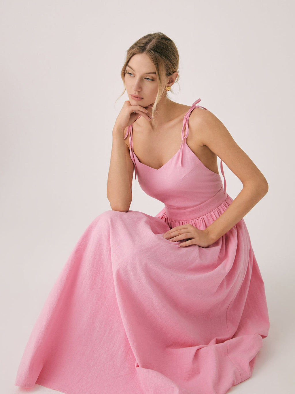 Valenzora | Trägerloses Maxikleid aus Baumwolle und Leinen