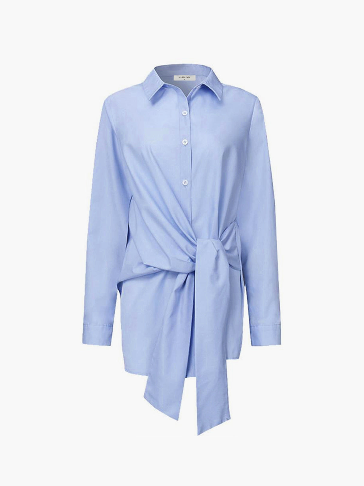 Valenzora | Semi-Sheer Button-Down Tied Long Shirt