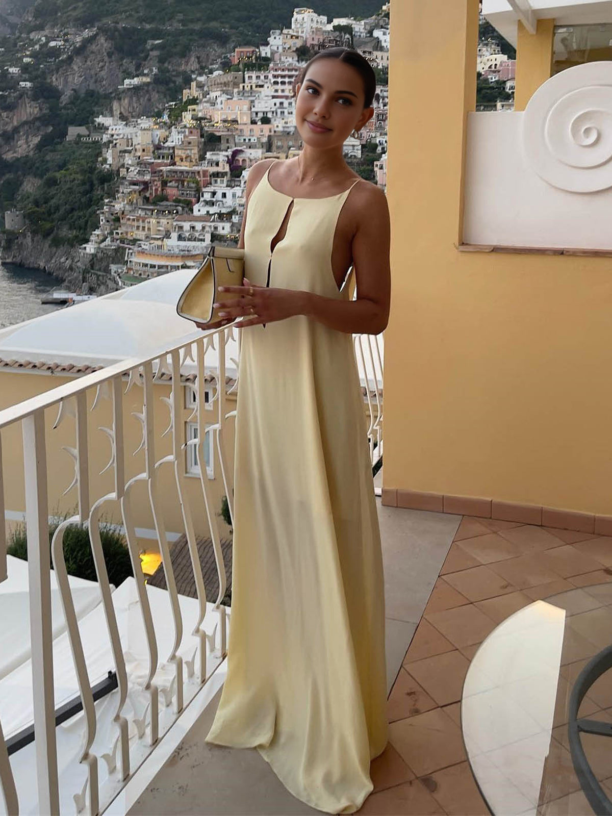 Valenzora | Rückenloses Satin-Kleid Lang für den Urlaub
