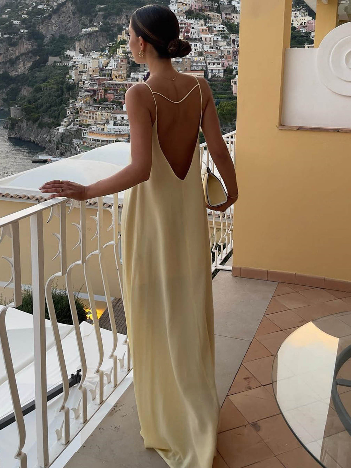 Valenzora | Rückenloses Satin-Kleid Lang für den Urlaub