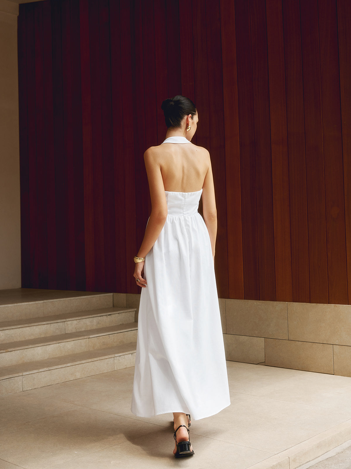 Valenzora | Cotton & Linen Strappy A-Line Long Dress