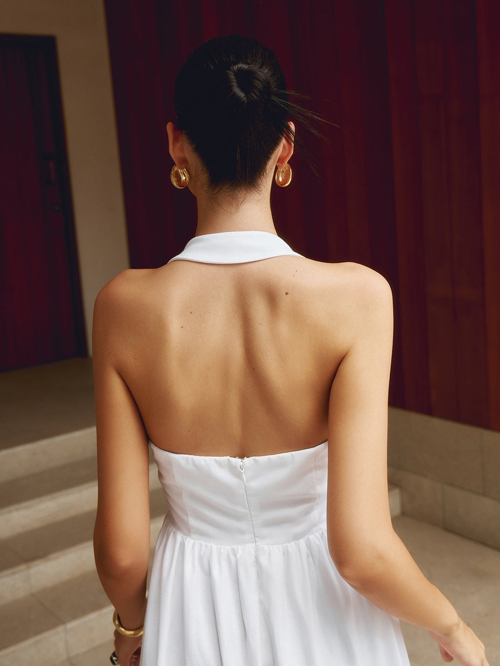 Valenzora | Cotton & Linen Strappy A-Line Long Dress