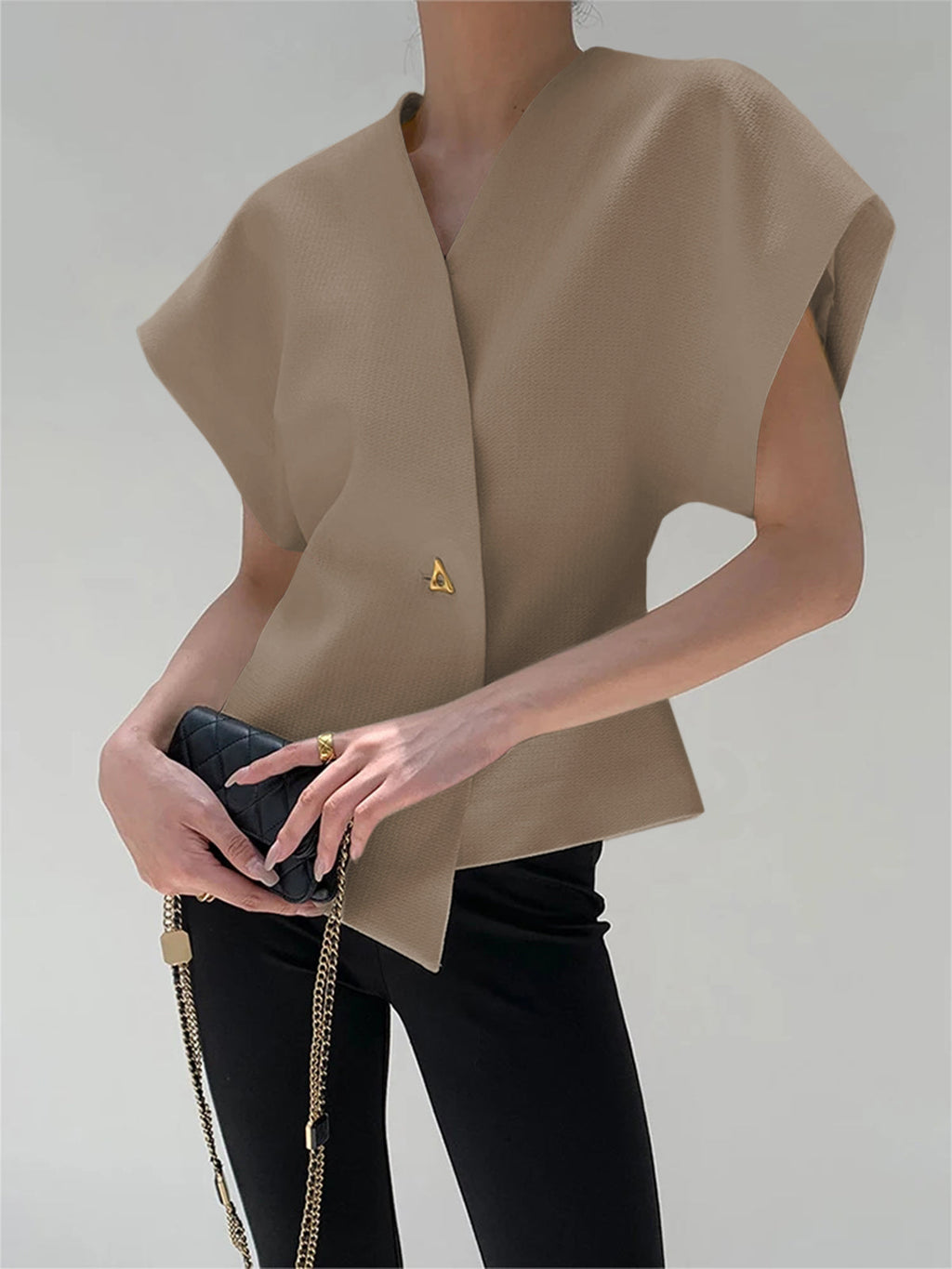 Valenzora | Asymmetrisches V-Ausschnitt-Top aus leichtem Stoff für Damen