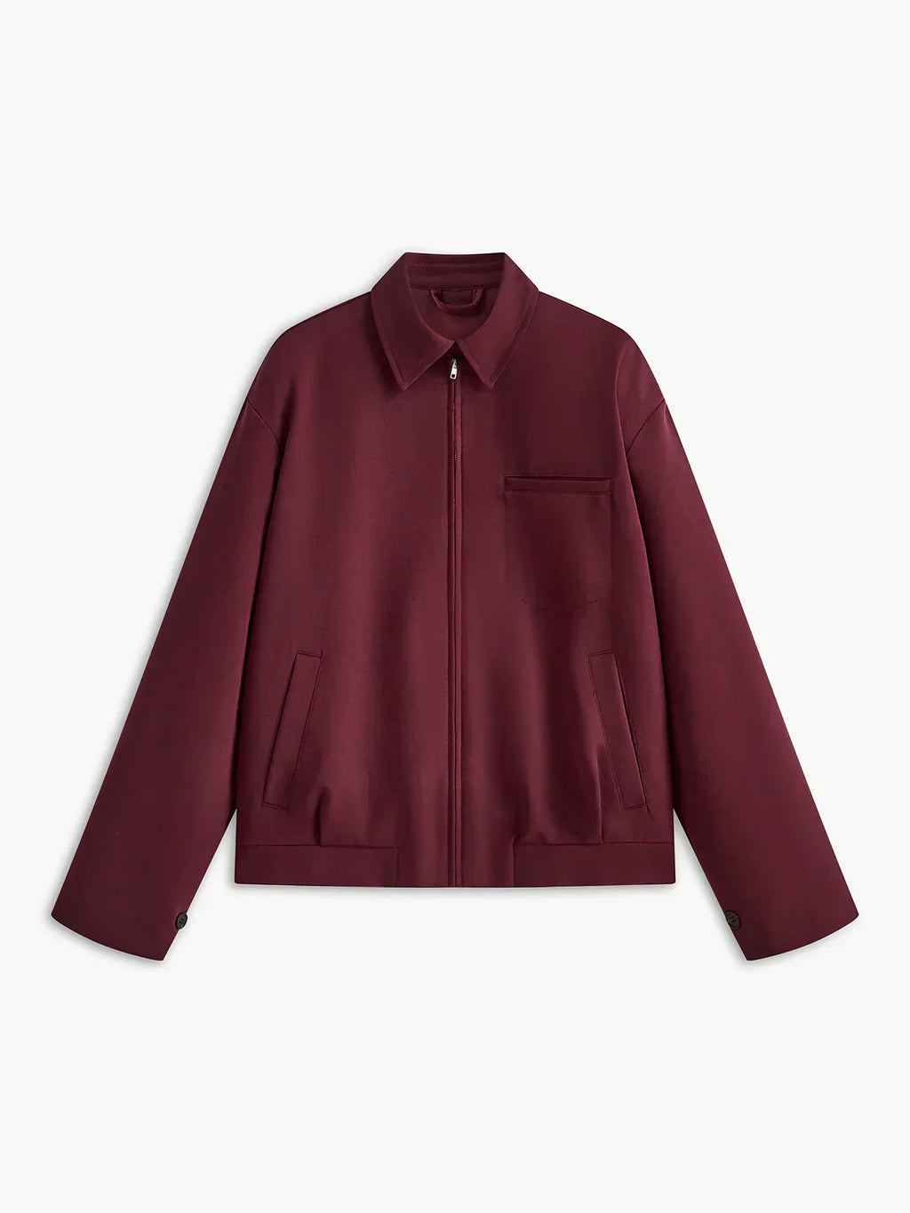 Valenzora | Lapel Zipper Burgundy Jacket