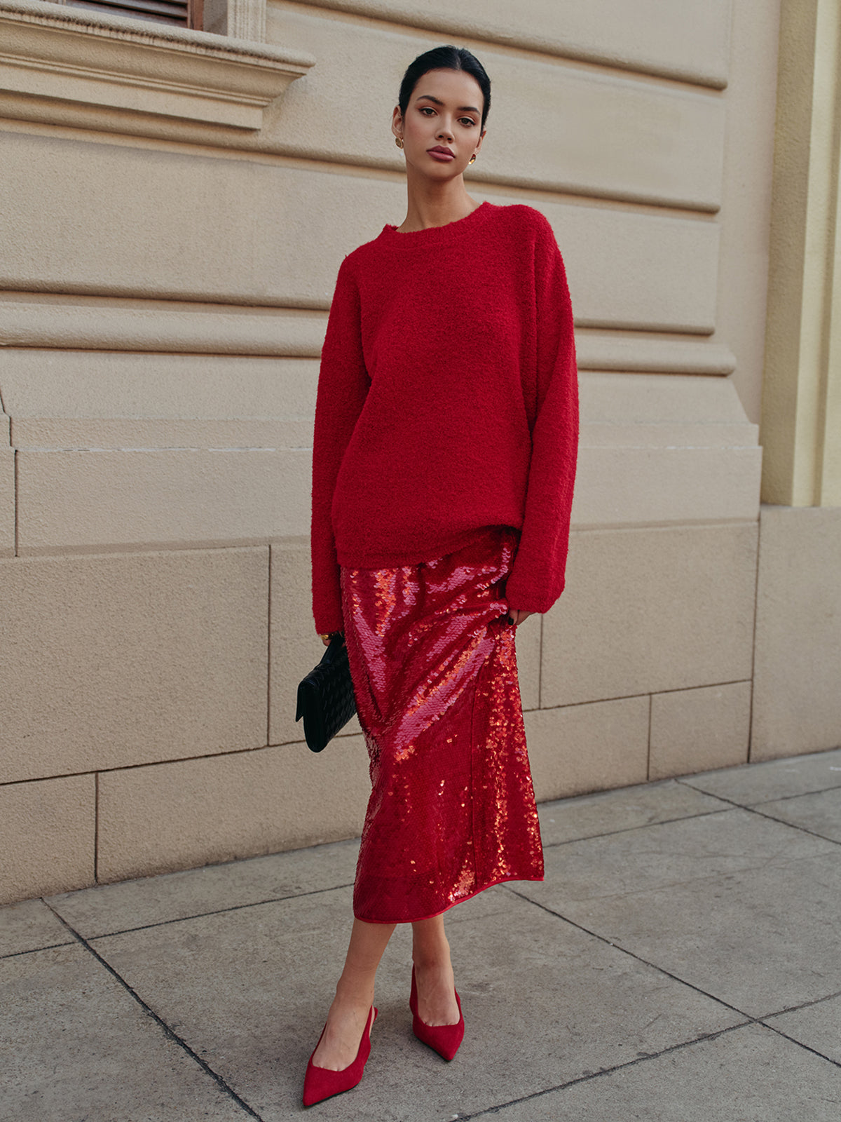 Valenzora | Elegant solid color sequin skirt