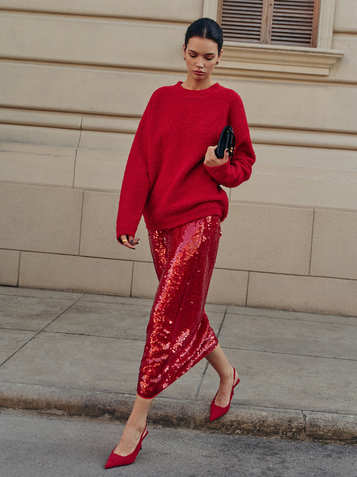 Valenzora | Elegant solid color sequin skirt