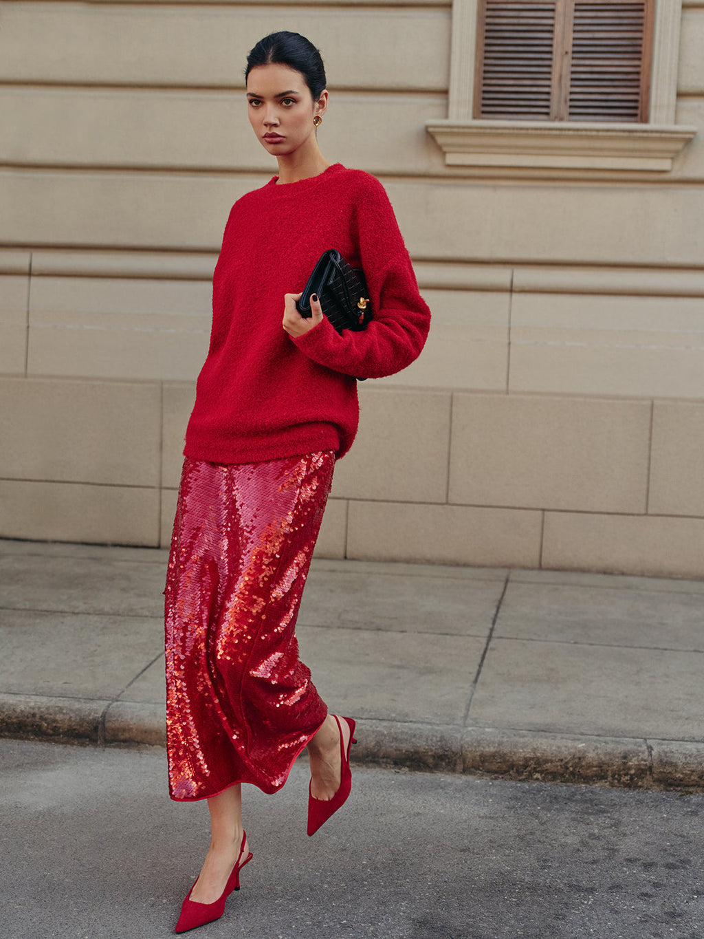 Valenzora | Elegant solid color sequin skirt
