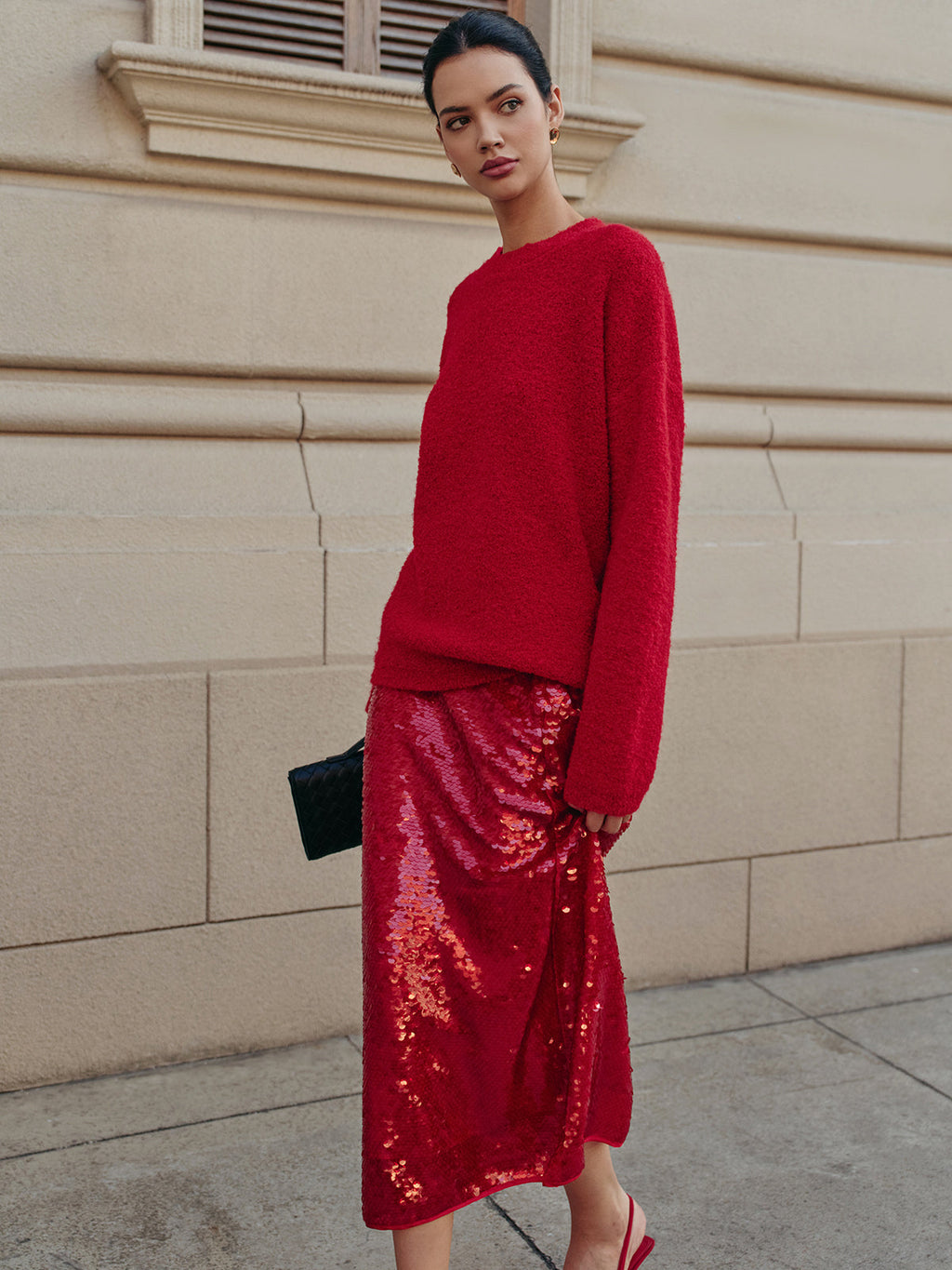 Valenzora | Elegant solid color sequin skirt