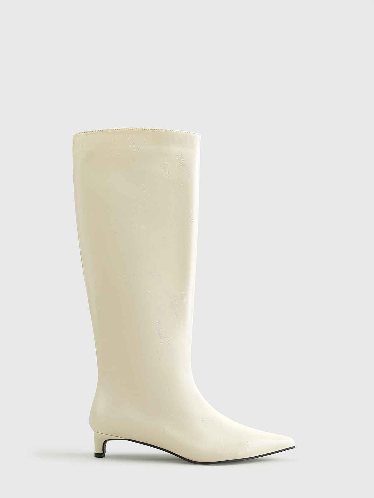 Valenzora | Pointed Toe Kitten Knee-Length Boots