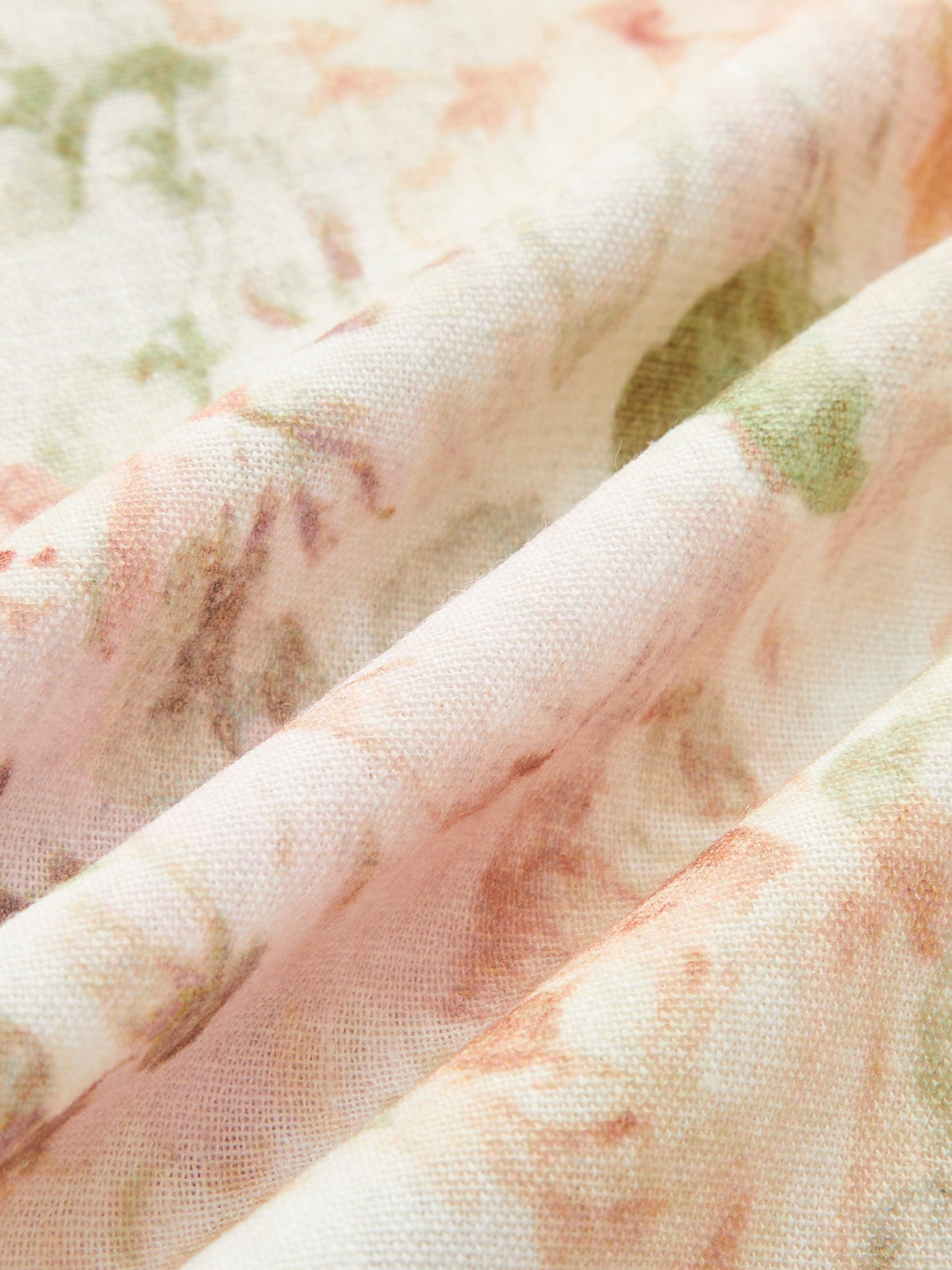 Valenzora | Cotton & Linen Puff Sleeve Floral Belt Dress