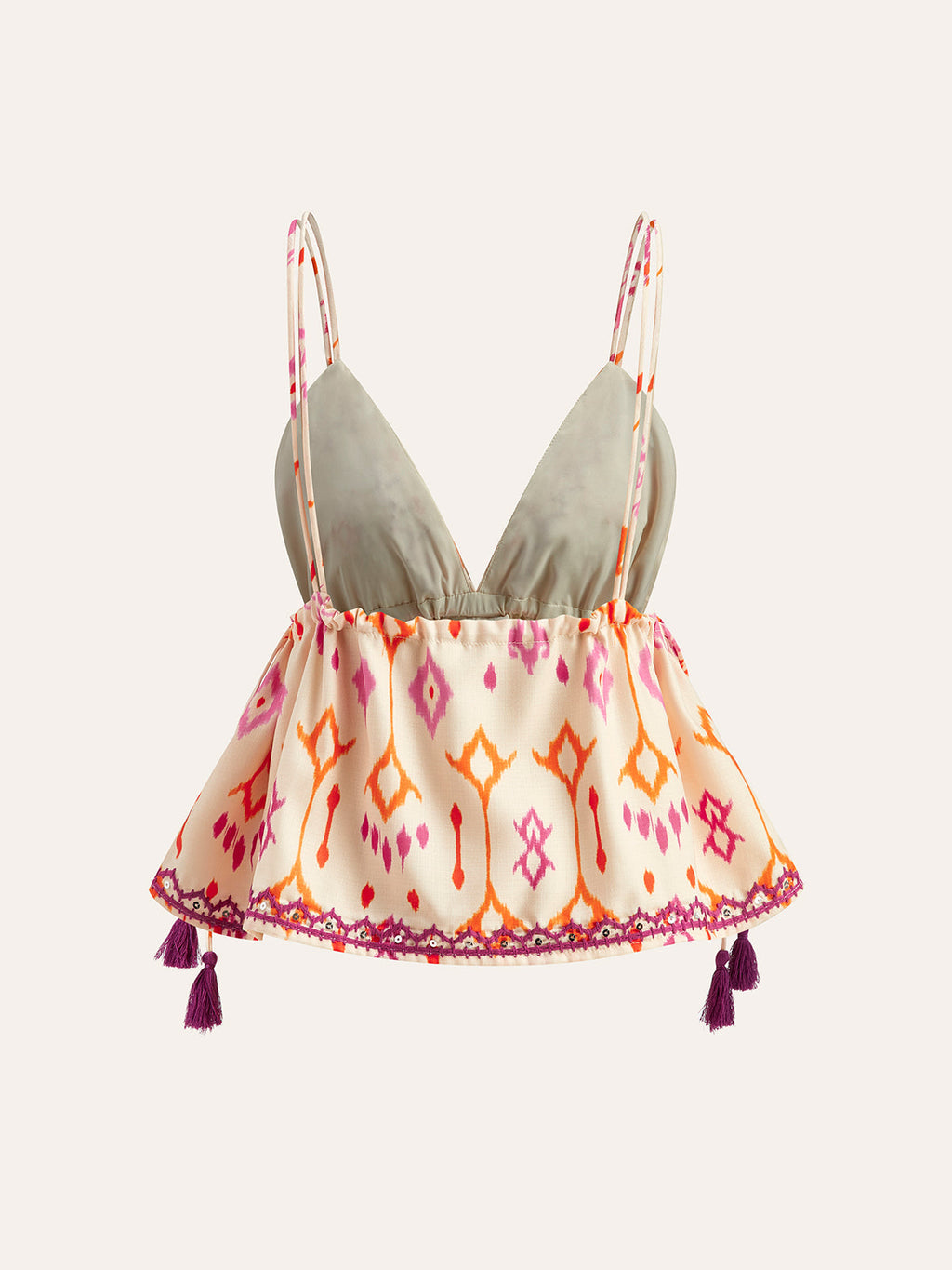Valenzora | Besticktes Boho-Fransen-Cami-Top zum Binden
