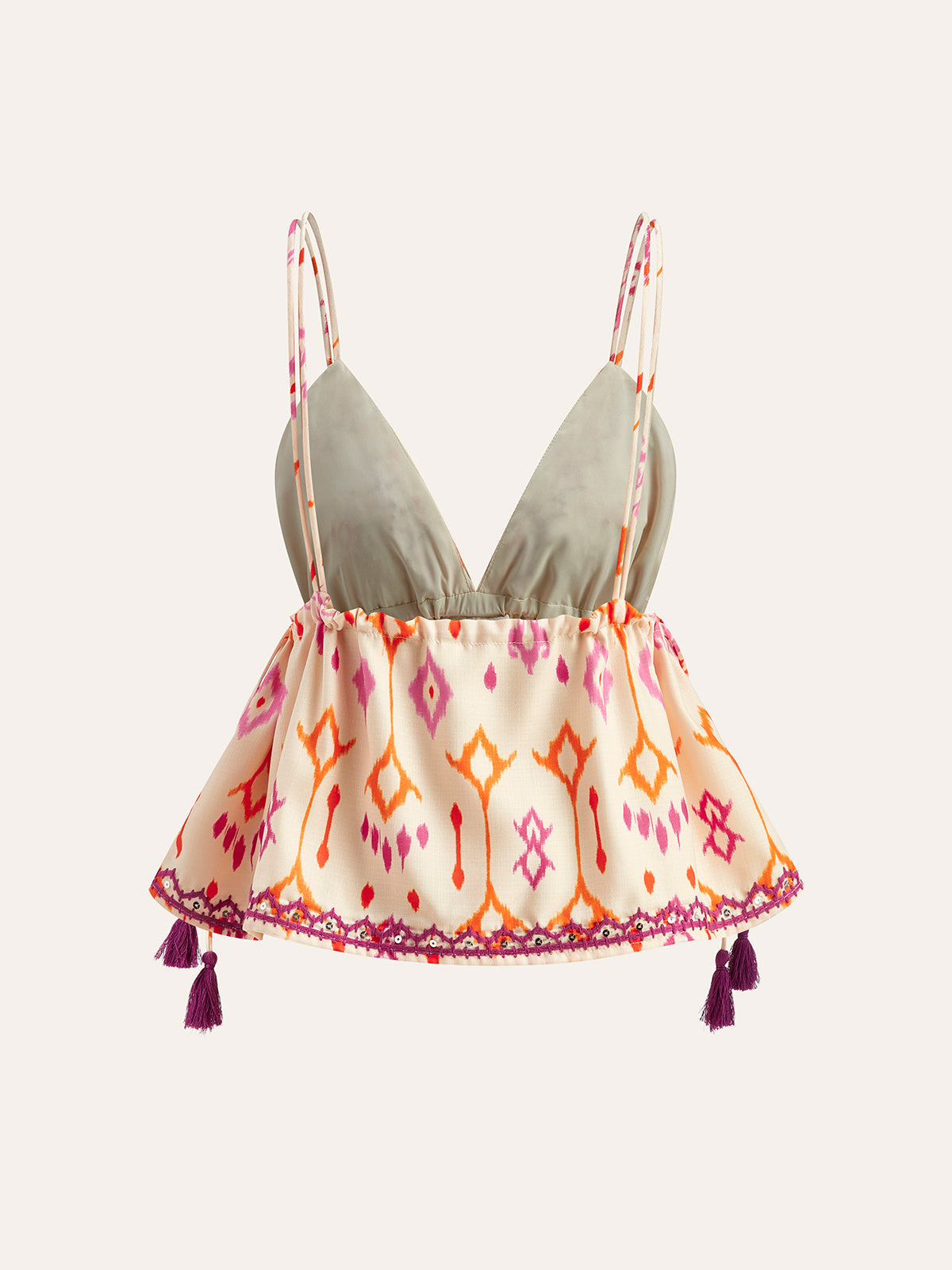 Valenzora | Besticktes Boho-Fransen-Cami-Top zum Binden