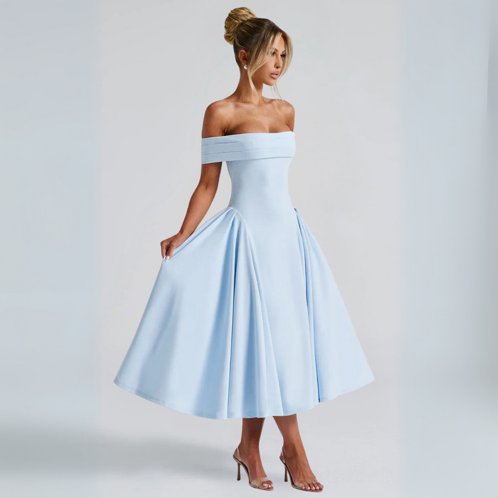 Valenzora | Elegant Blue Midi Dress