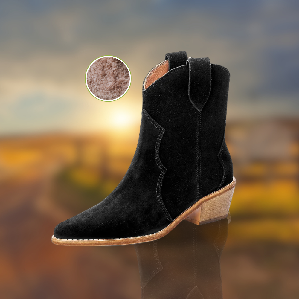Valenzora | Cowhide Leather Women's Suede Women's Boots with Heel