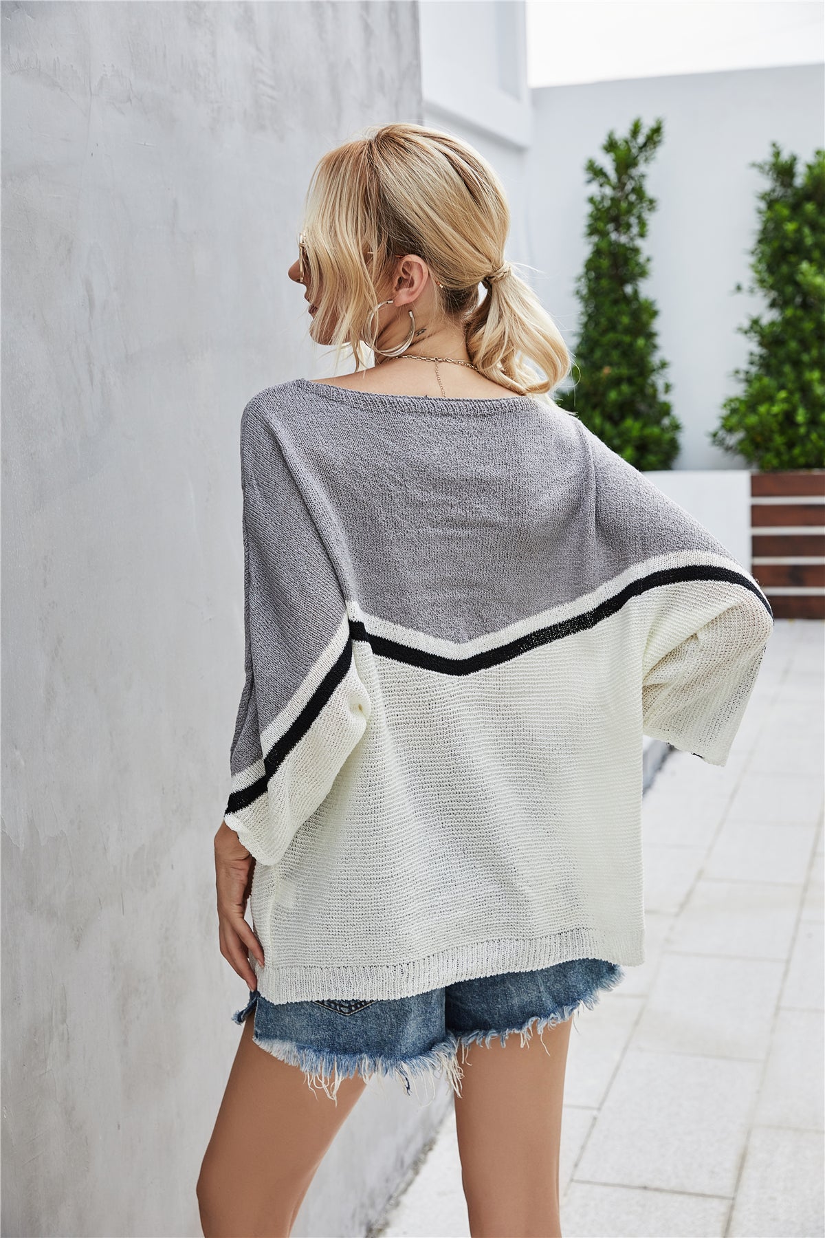 Valenzora Knit Plus Size Batwing Sleeve Knit Sweater