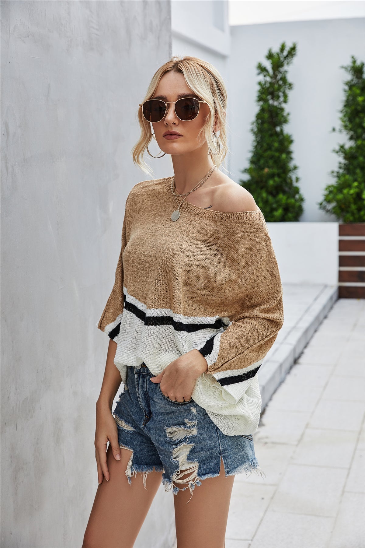 Valenzora Knit Plus Size Batwing Sleeve Knit Sweater