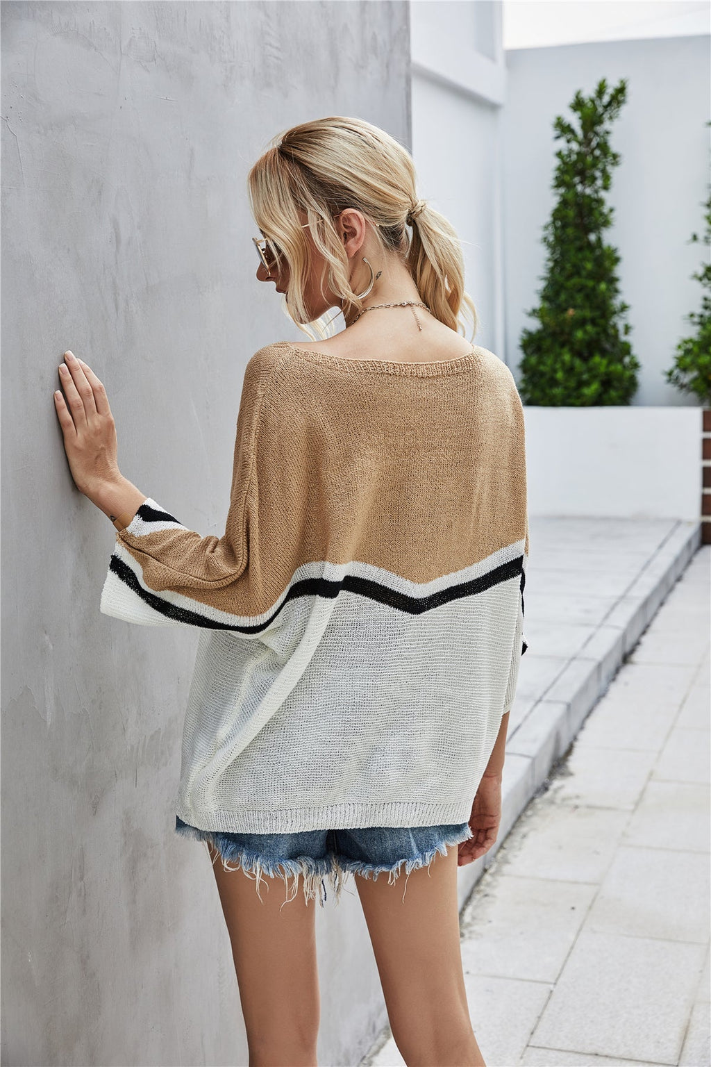 Valenzora Knit Plus Size Batwing Sleeve Knit Sweater