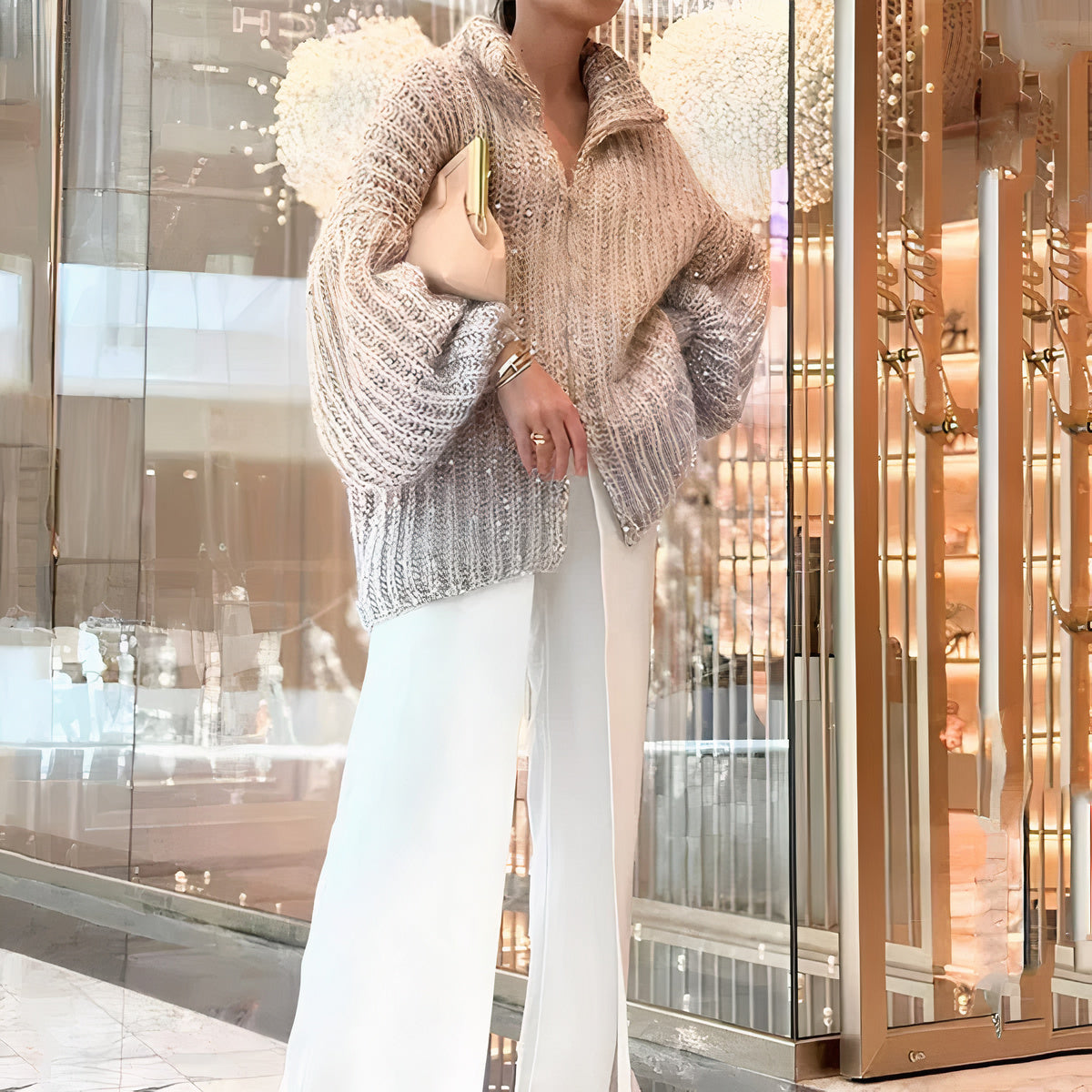 Valenzora | Glänzender Seidenpullover