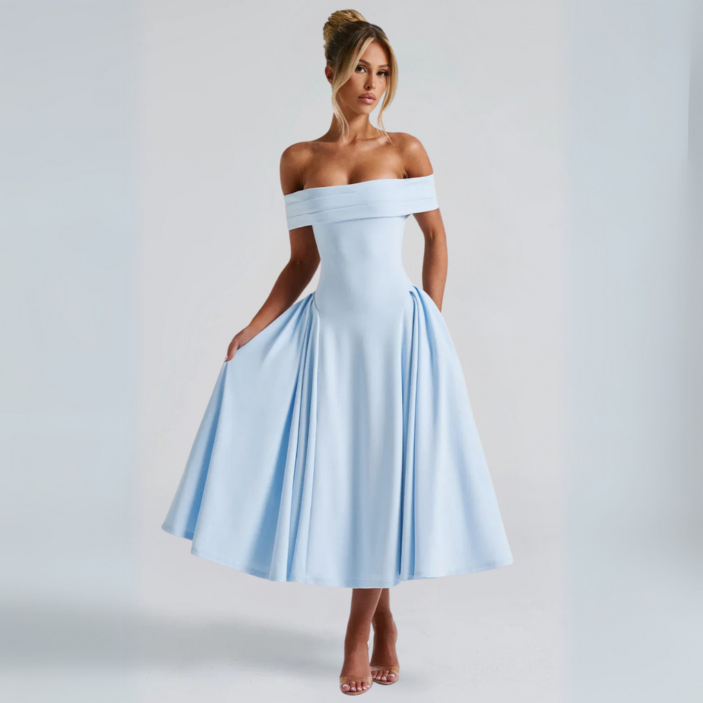 Valenzora | Elegant Blue Midi Dress