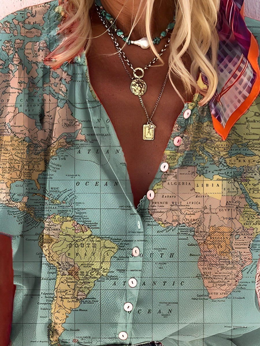 Valenzora | Globe World Map Printed Shirt