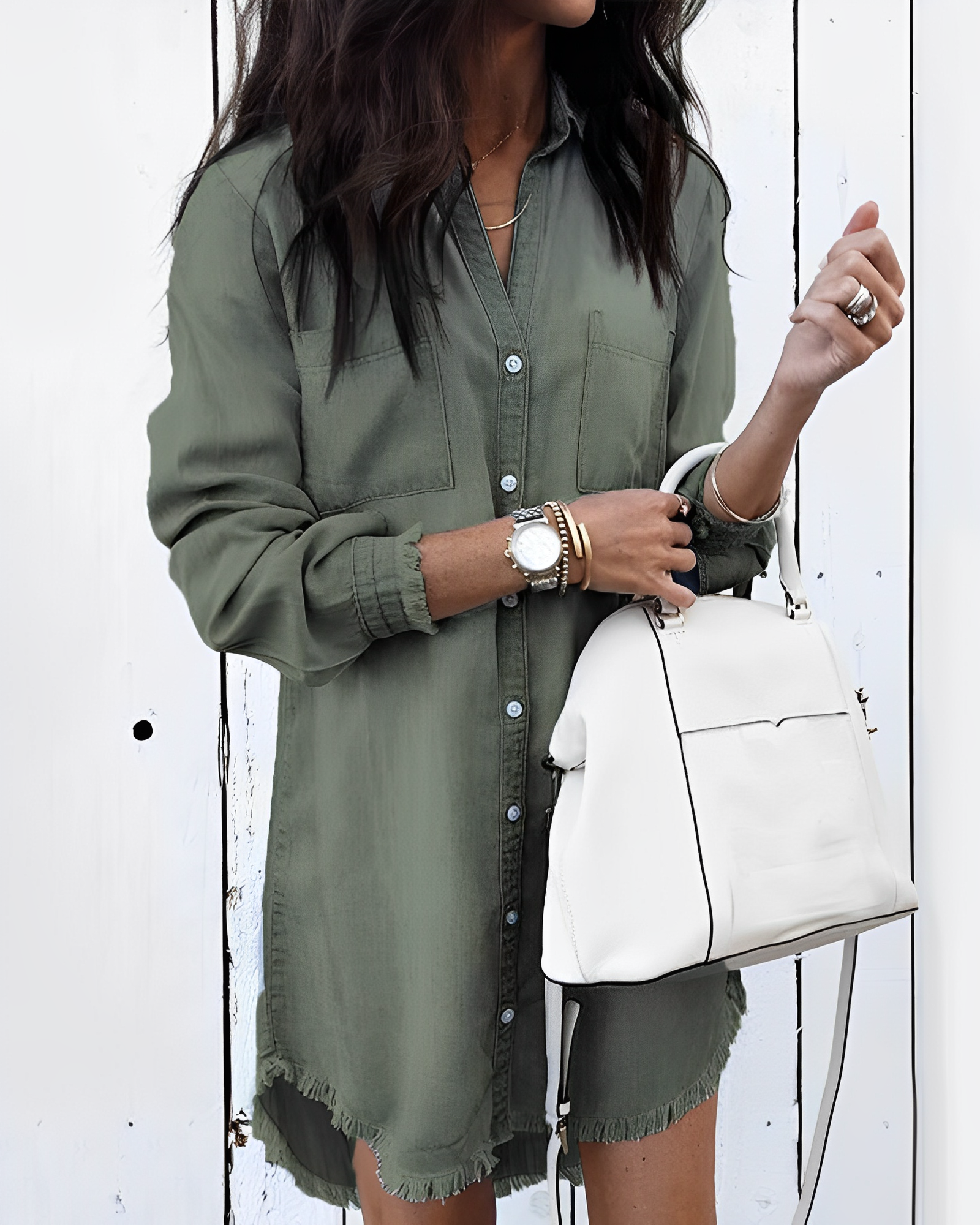 Valenzora | Denim Blouse - Stylish denim blouse with buttons for a casual look
