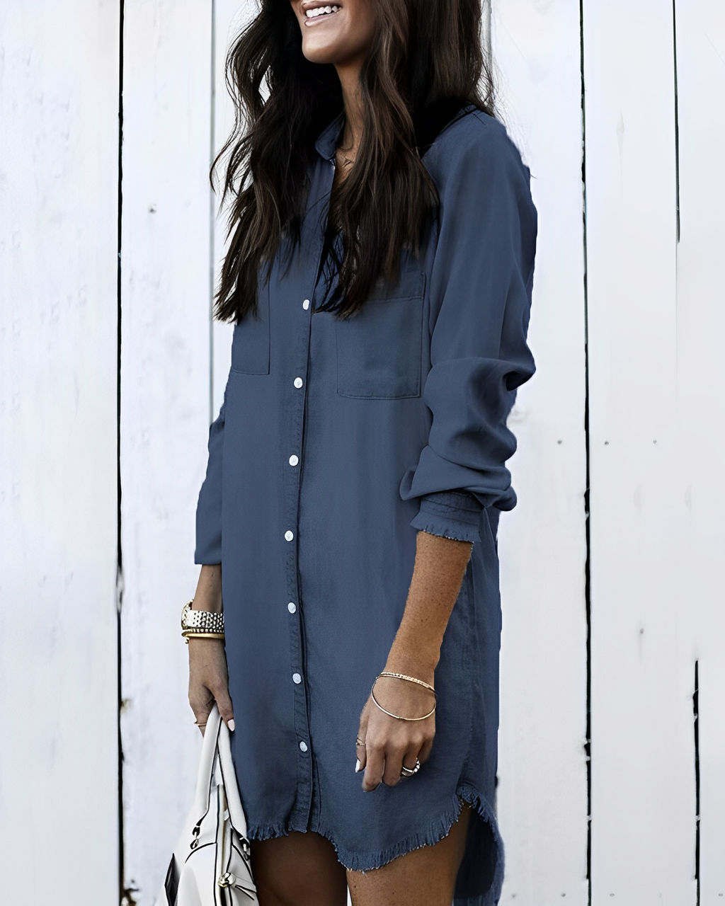 Valenzora | Denim Blouse - Stylish denim blouse with buttons for a casual look