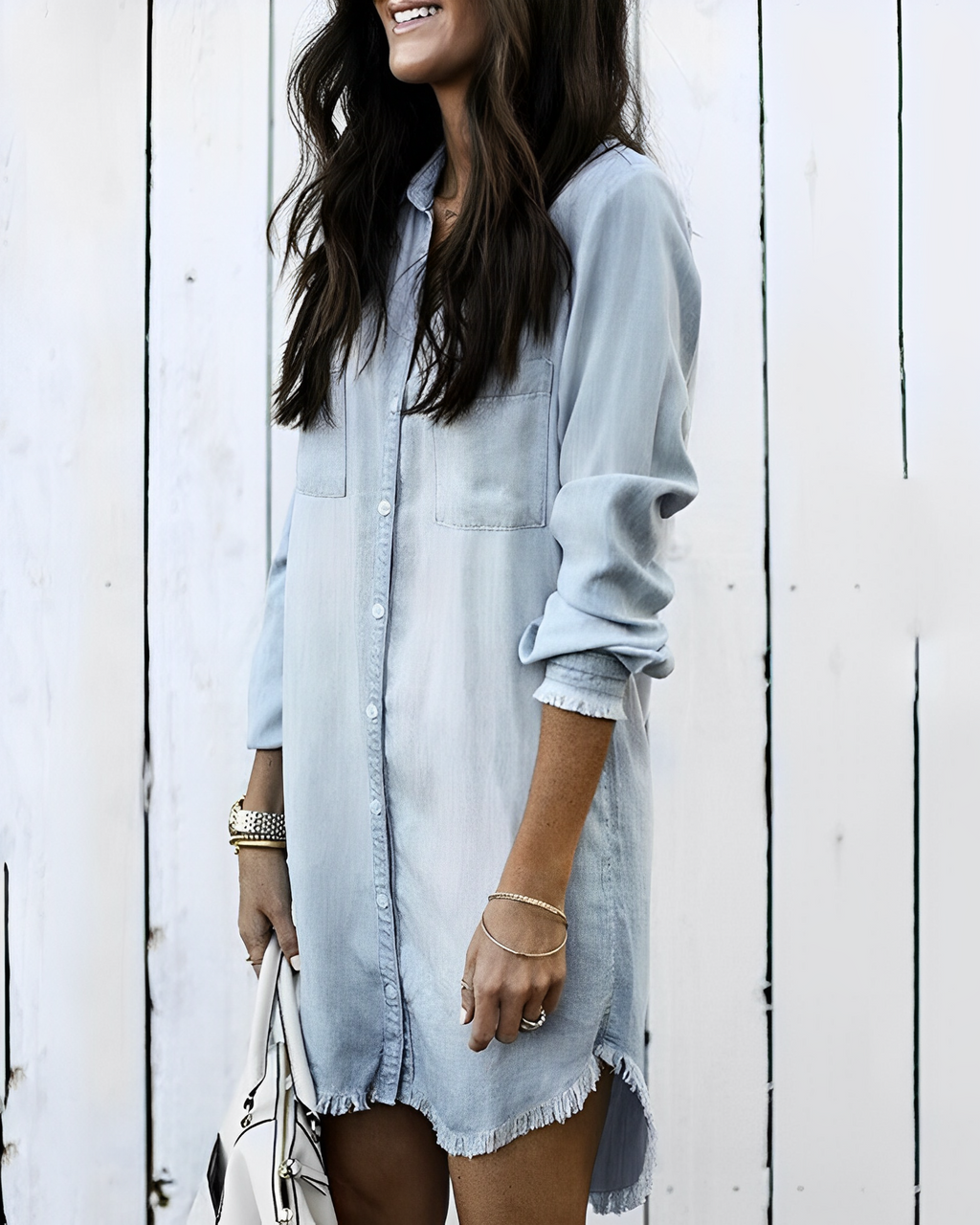 Valenzora | Denim Blouse - Stylish denim blouse with buttons for a casual look