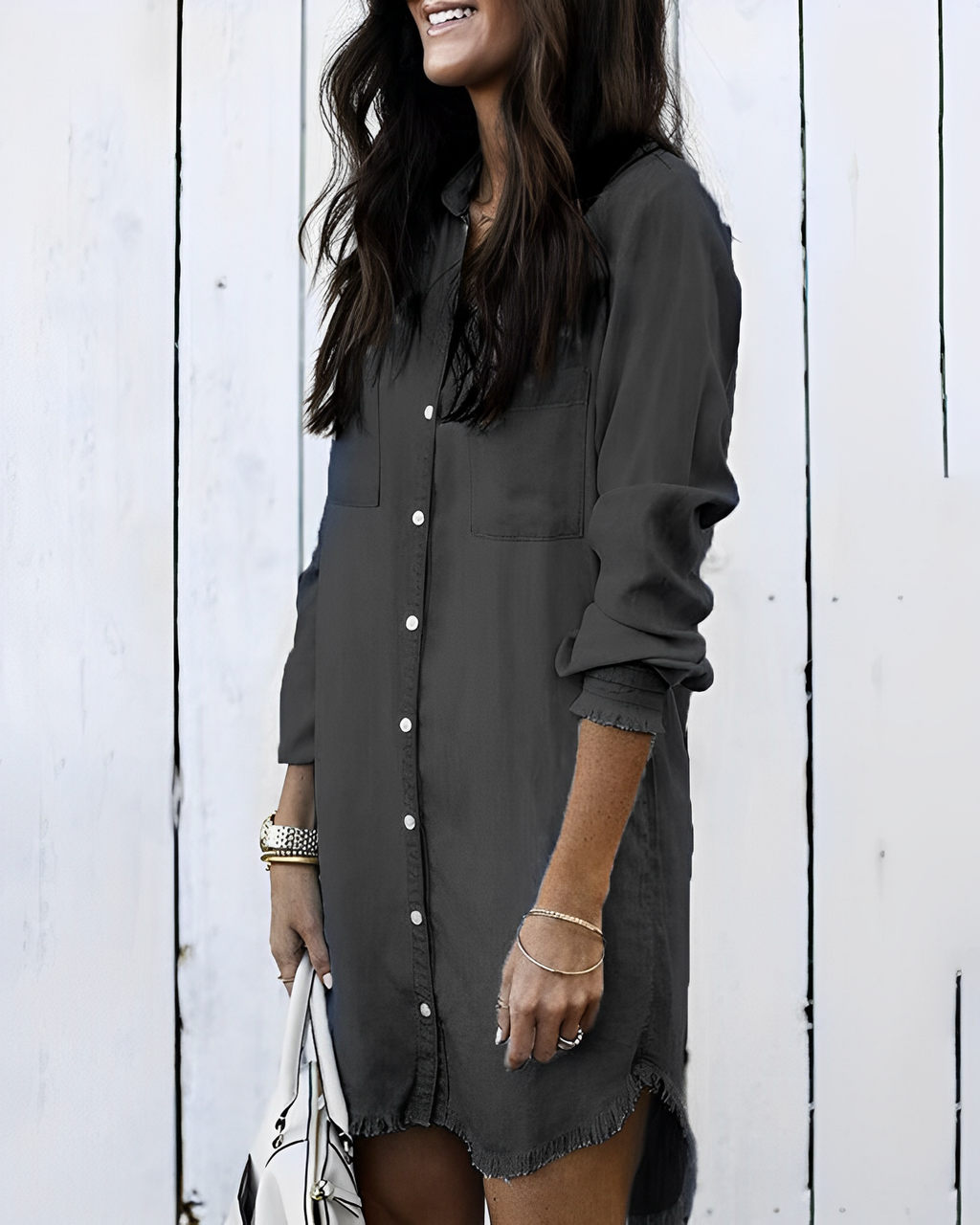 Valenzora | Denim Blouse - Stylish denim blouse with buttons for a casual look