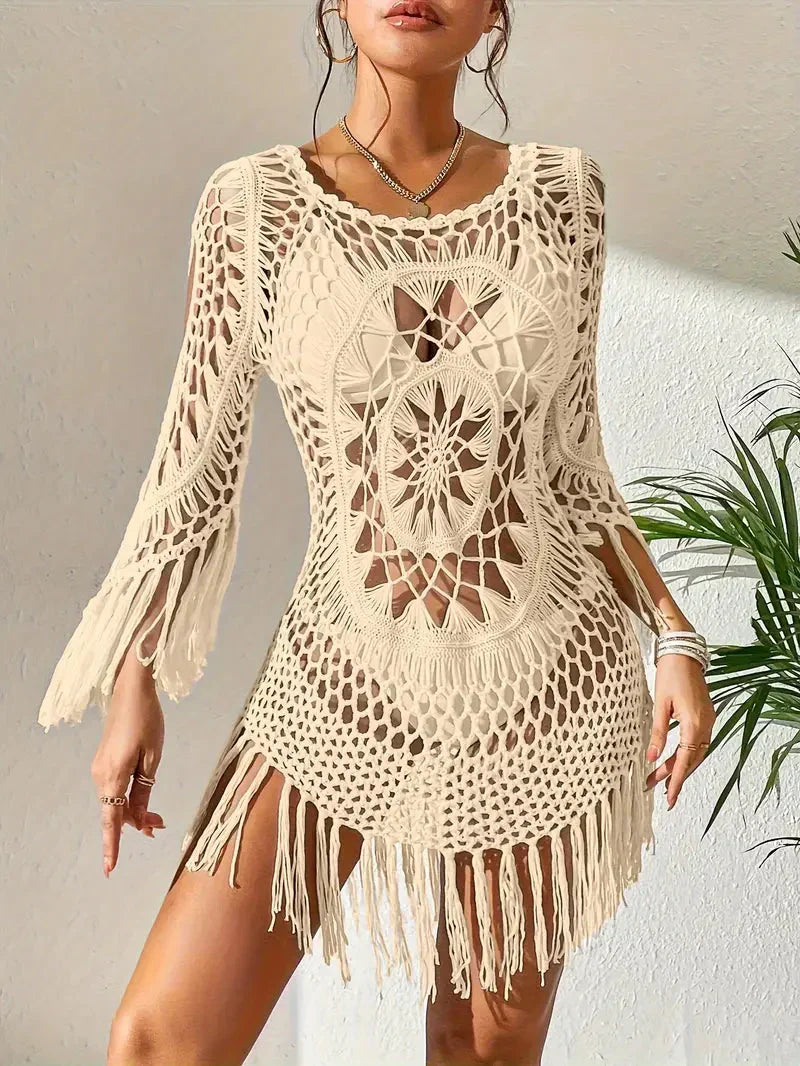 Valenzora | Cover-up Boho Style Long Sleeve Bikini Dress Beach Outfits