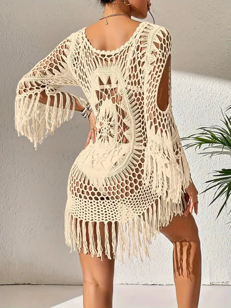 Valenzora | Cover-up im Boho-Stil, langärmelig, Bikini-Cover-up, Strand-Outfits