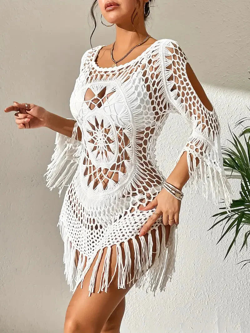 Valenzora | Cover-up im Boho-Stil, langärmelig, Bikini-Cover-up, Strand-Outfits