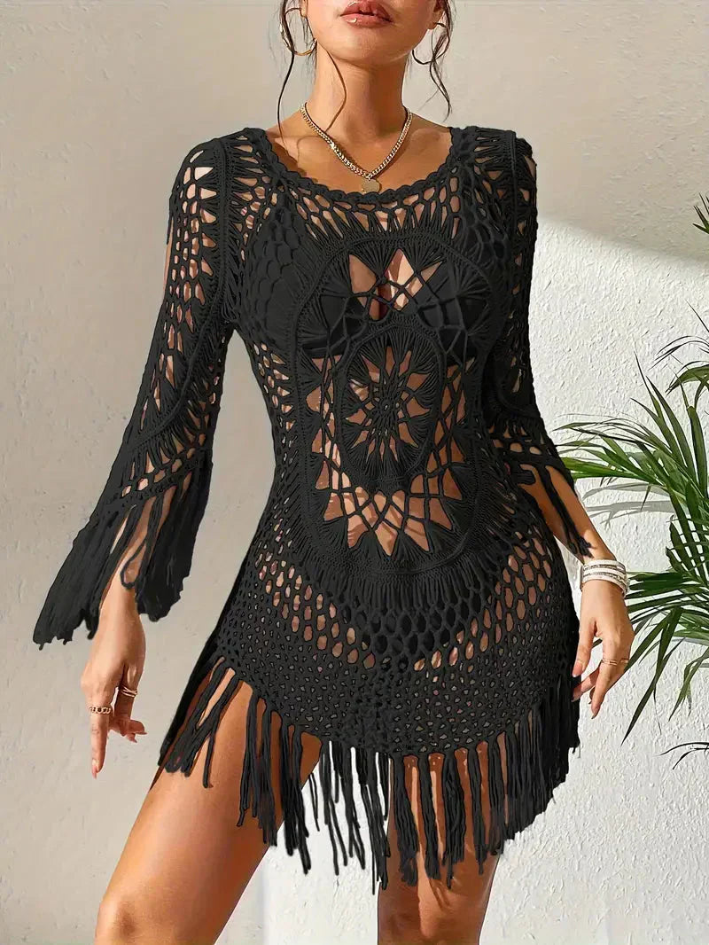 Valenzora | Cover-up im Boho-Stil, langärmelig, Bikini-Cover-up, Strand-Outfits