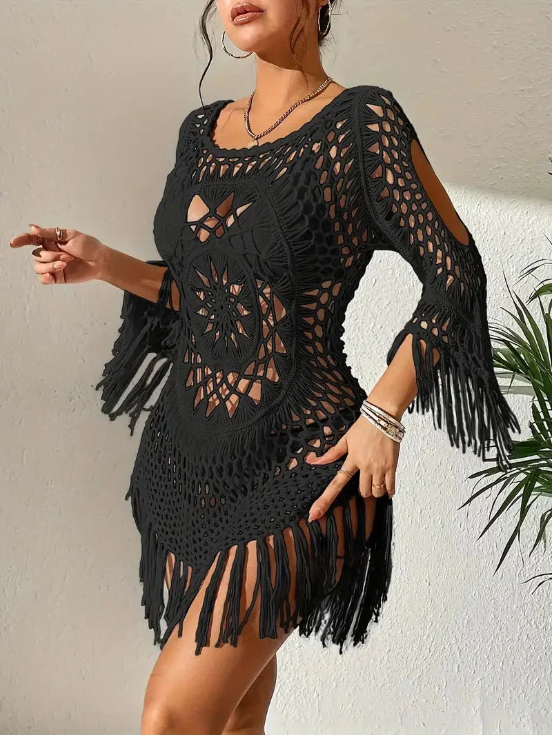 Valenzora | Cover-up im Boho-Stil, langärmelig, Bikini-Cover-up, Strand-Outfits