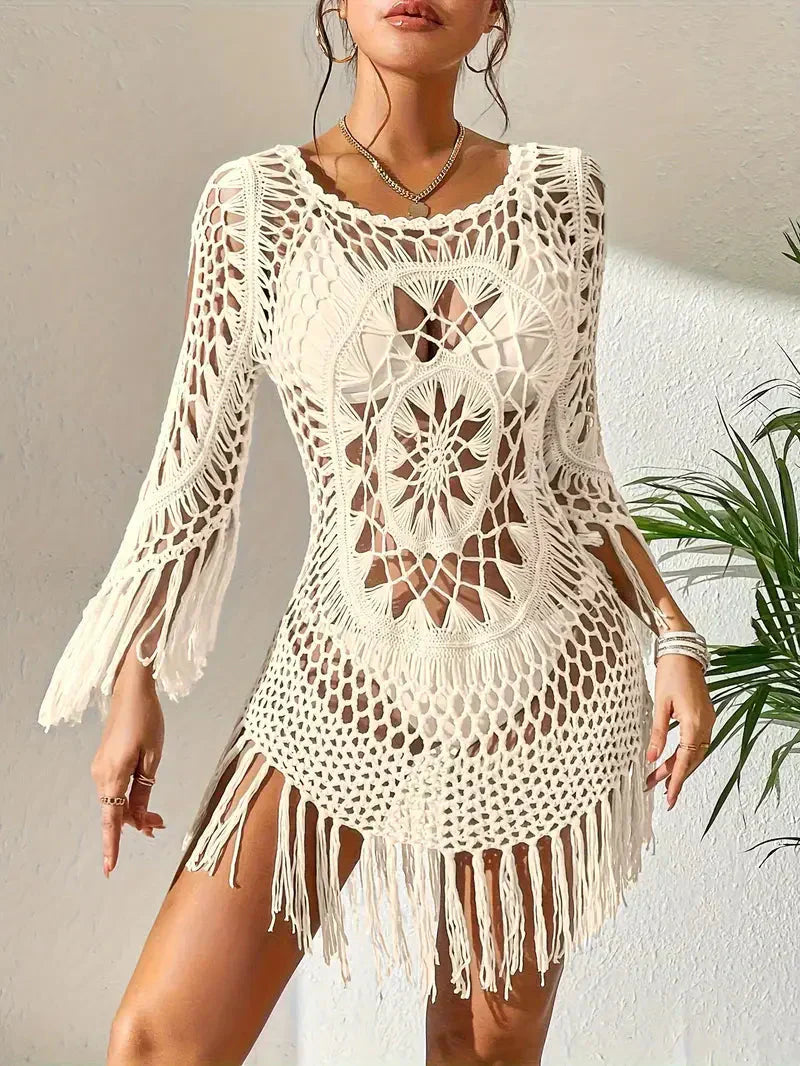 Valenzora | Cover-up im Boho-Stil, langärmelig, Bikini-Cover-up, Strand-Outfits