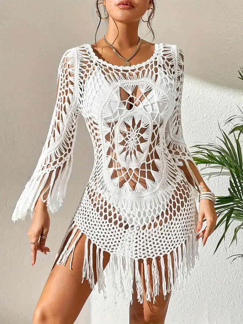 Valenzora | Cover-up im Boho-Stil, langärmelig, Bikini-Cover-up, Strand-Outfits