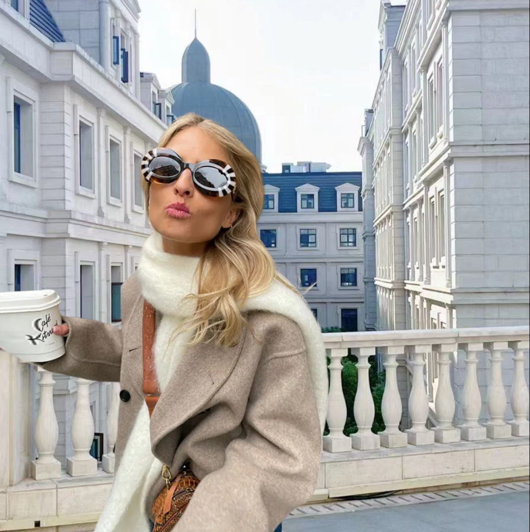 Oversized jacket with button closure
