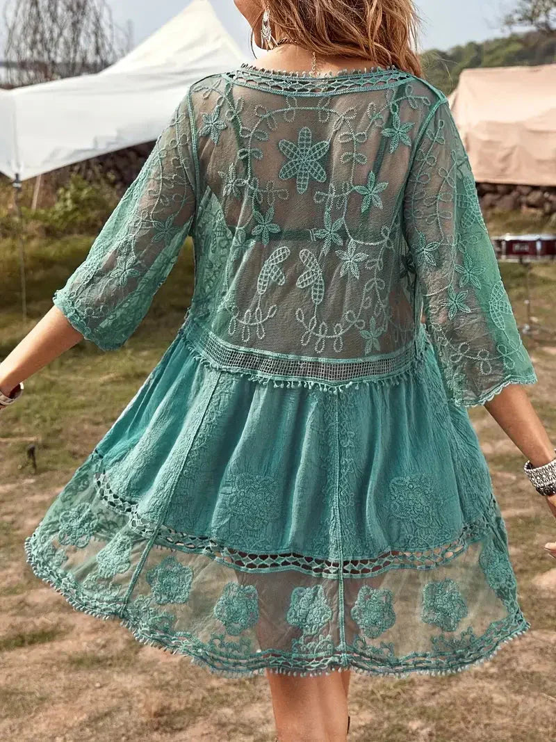 Valenzora | Cover Up Spitzen-Sheer-Vertuschungs-Kleid im Boho-Stil