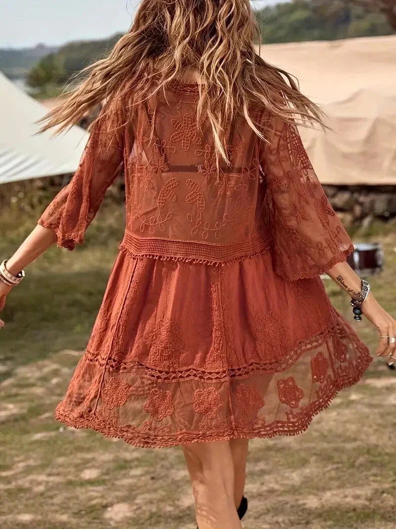 Valenzora | Cover Up Spitzen-Sheer-Vertuschungs-Kleid im Boho-Stil