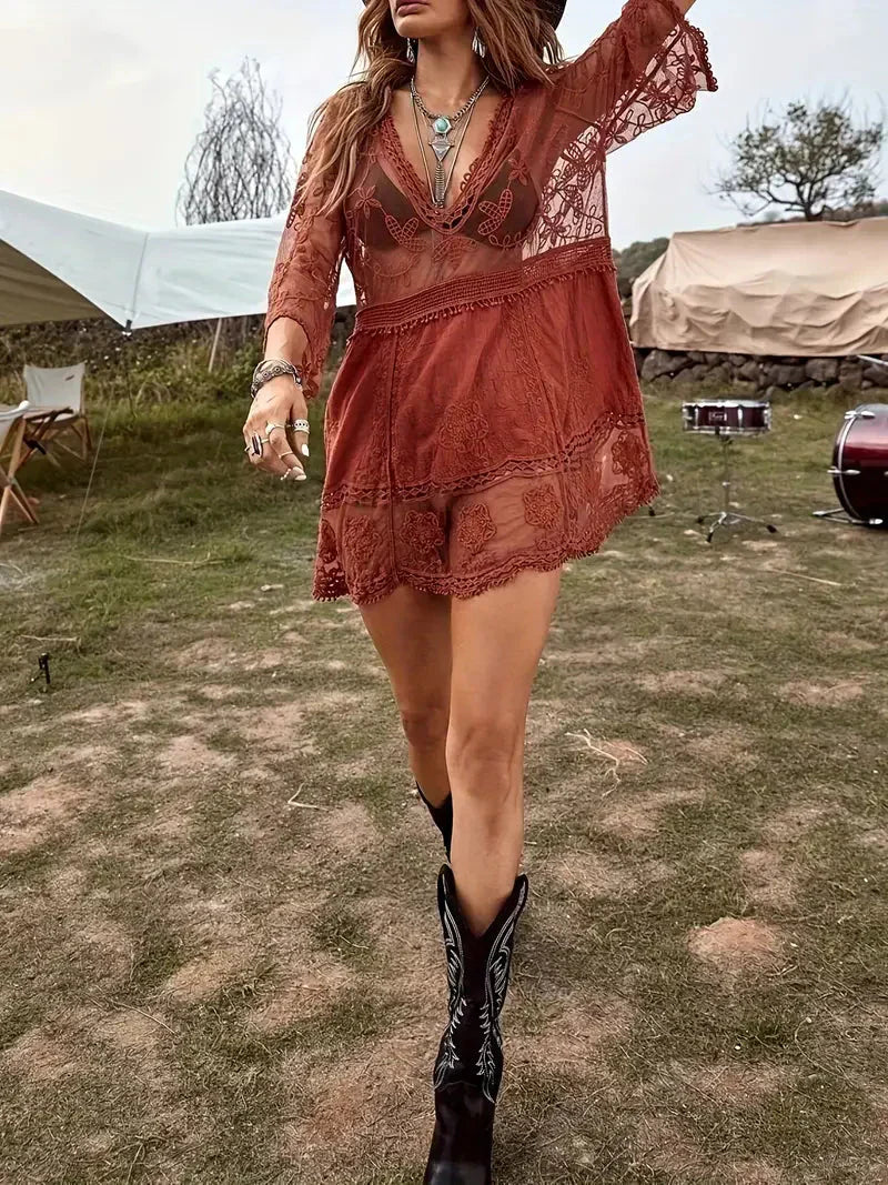 Valenzora | Cover Up Lace Sheer Cover Up Dress Boho Style