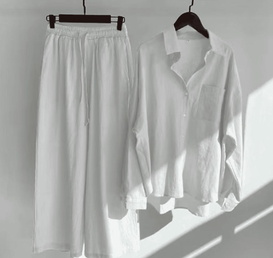 Valenzora | Linen summer set with long trousers and shirt