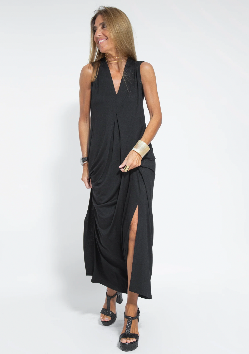 Valenzora | Set with long, slimming dress and vest