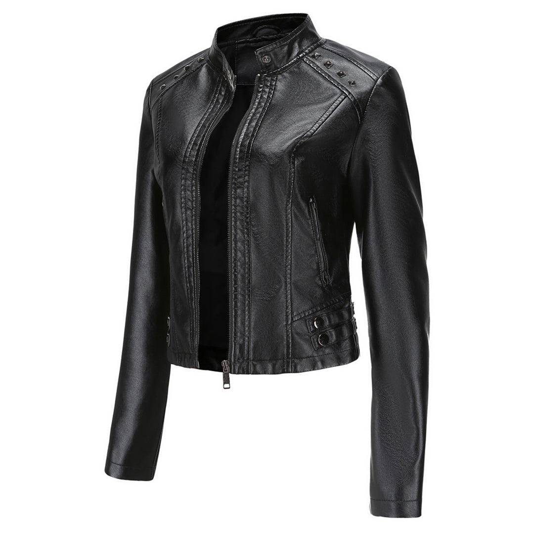 Valenzora | Elegant leather jacket with unique details for women