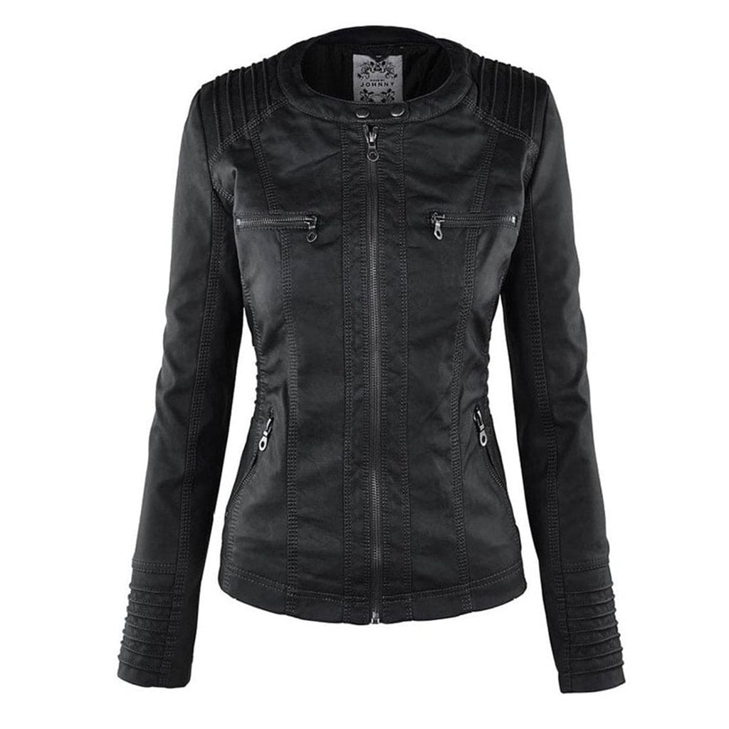Valenzora - Women's casual leather jacket with hood