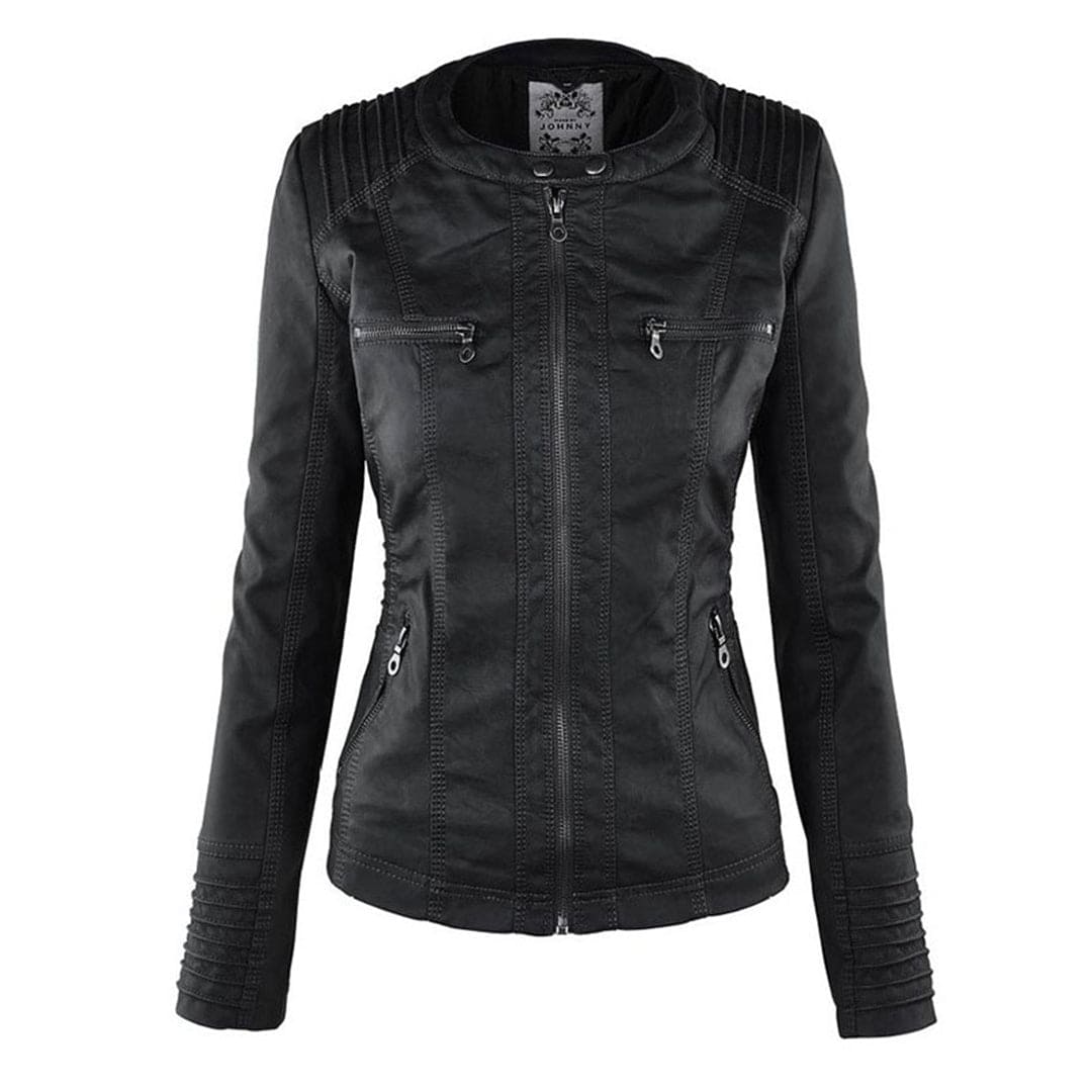 Valenzora - Women's casual leather jacket with hood