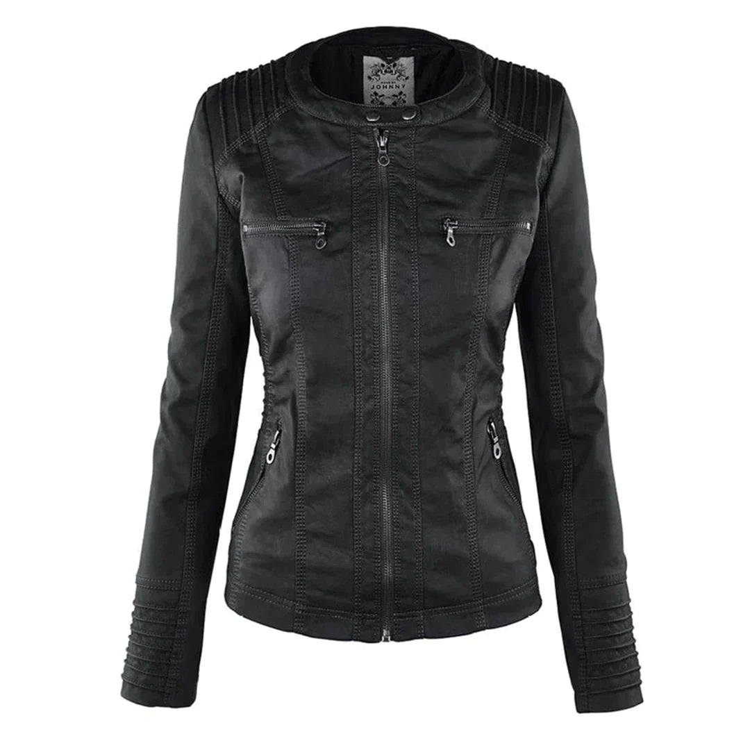 Valenzora | Elegant hooded motorcycle jacket made of high-quality leather
